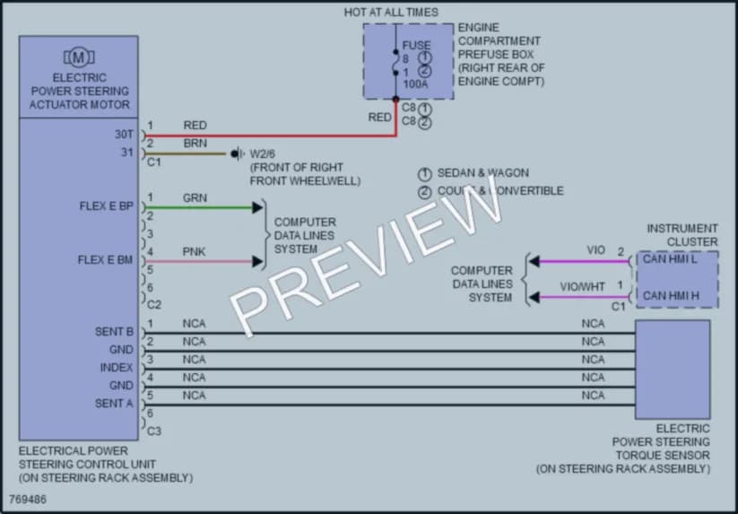 2021 MercedesBenz E450 Electronic Power Steering wiring diagram preview