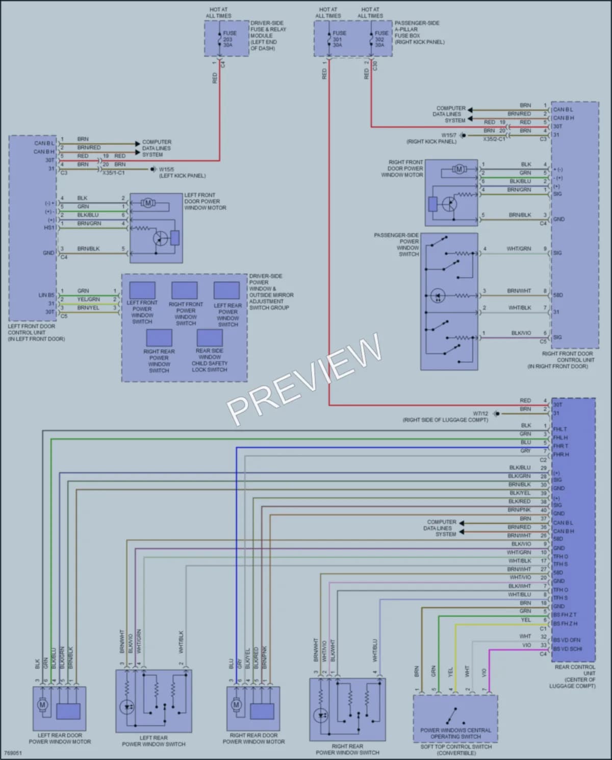 2021 MercedesBenz E450 Power Windows wiring diagram preview