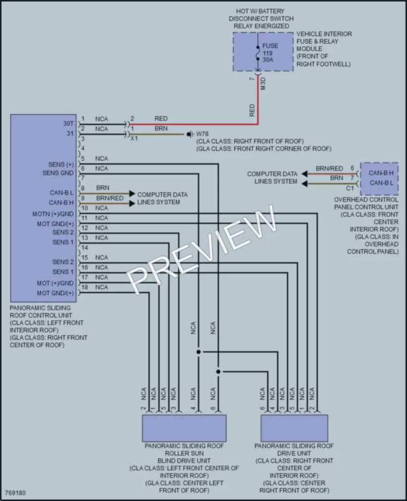 2021 MercedesBenz GLA250 Power Top Sunroof wiring diagram preview