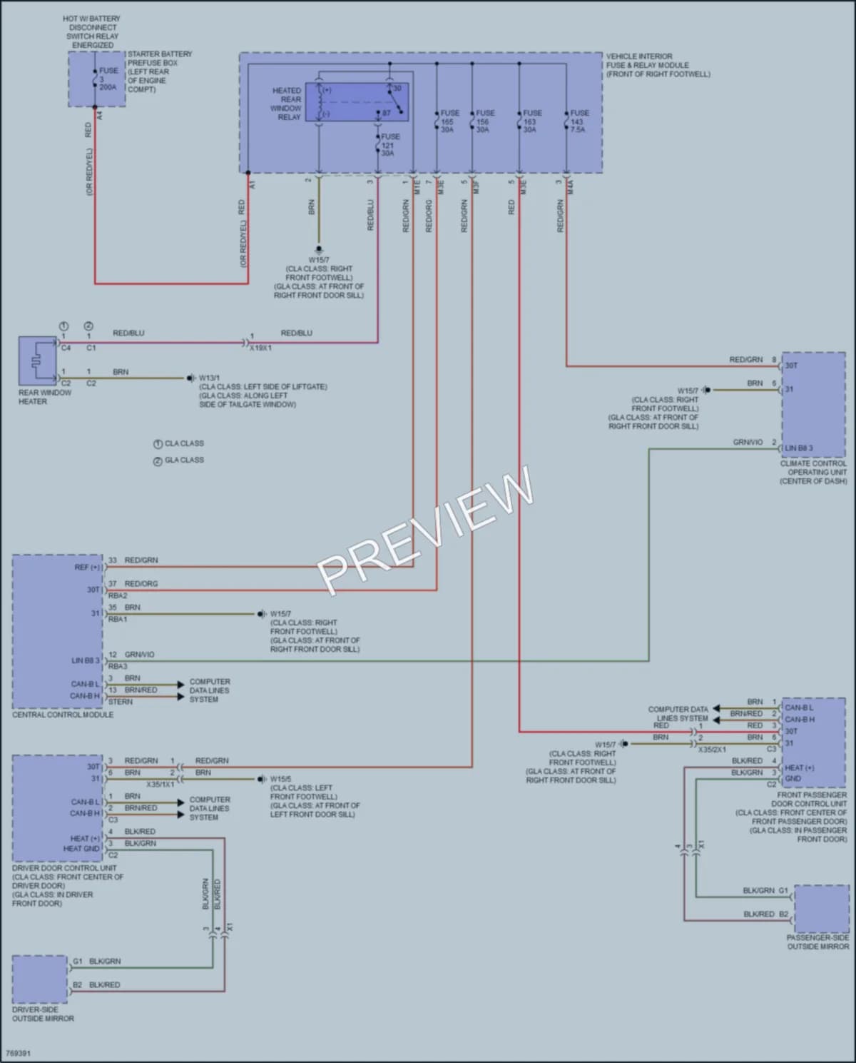 2021 MercedesBenz GLB250 Defoggers wiring diagram preview