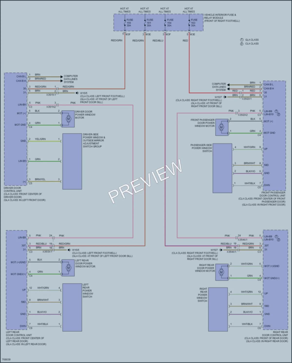 2021 MercedesBenz GLB250 Power Windows wiring diagram preview
