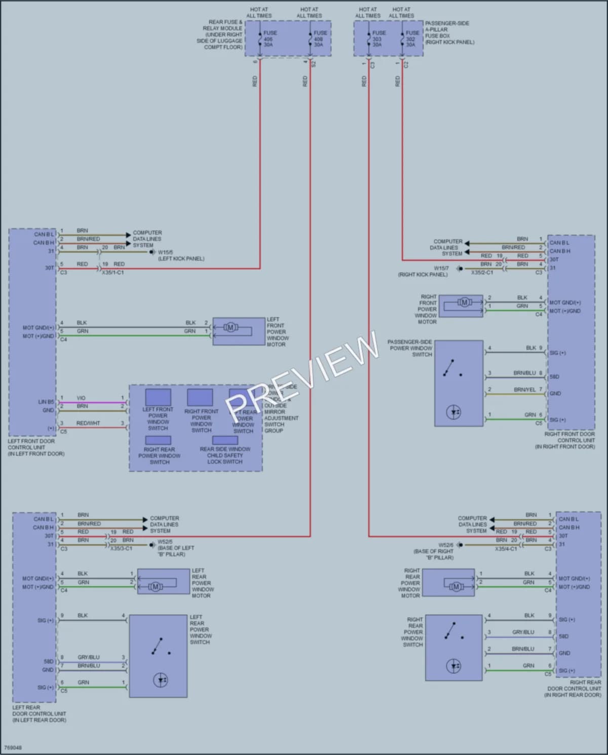 2021 MercedesBenz GLC300 Power Windows wiring diagram preview