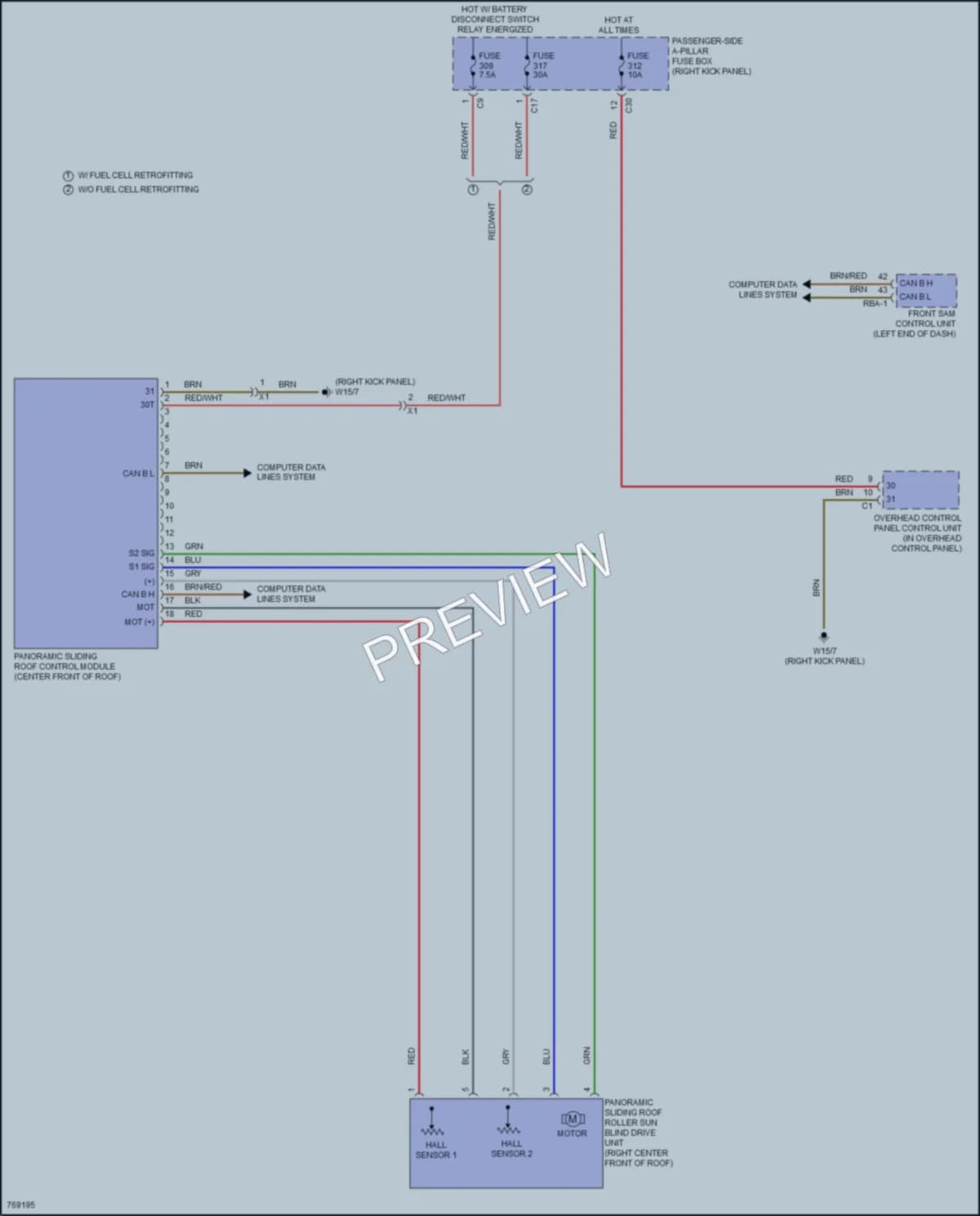 2021 MercedesBenz GLC300Coupe Power Top Sunroof wiring diagram preview