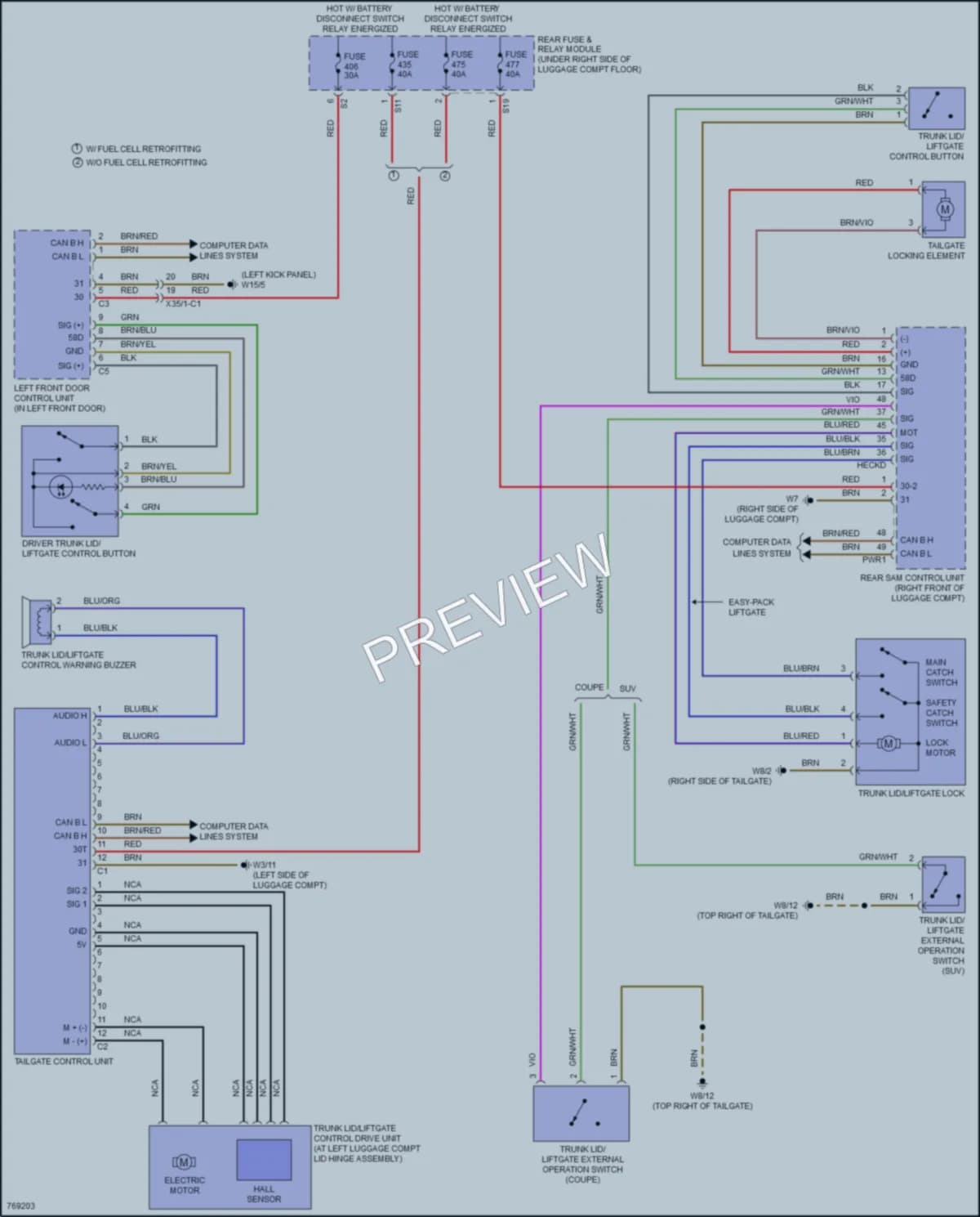 2021 MercedesBenz GLC300Coupe Trunk Tailgate Fuel Door wiring diagram preview