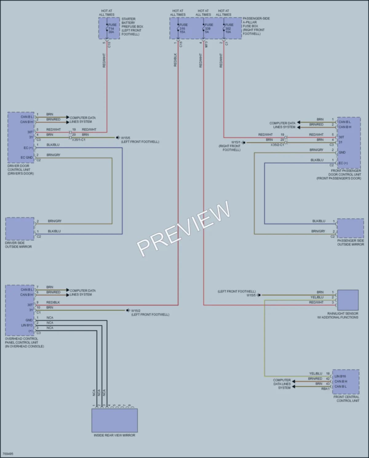 2021 MercedesBenz GLE450 Power Mirrors wiring diagram preview