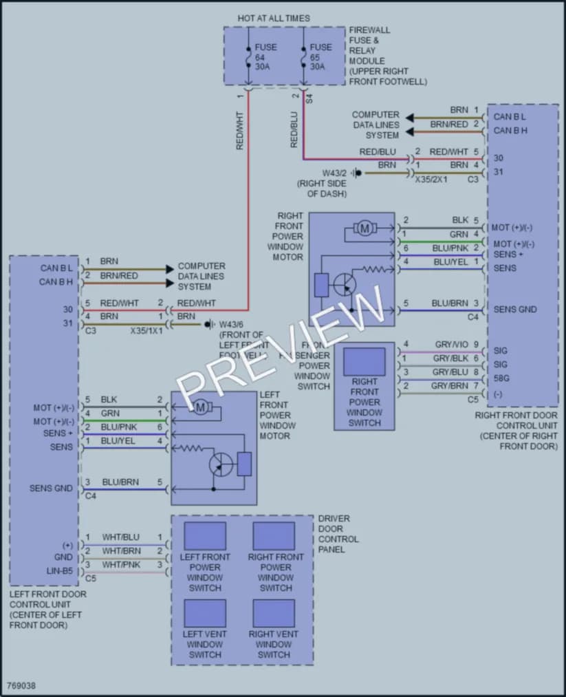 2021 MercedesBenz Metris Power Windows wiring diagram preview