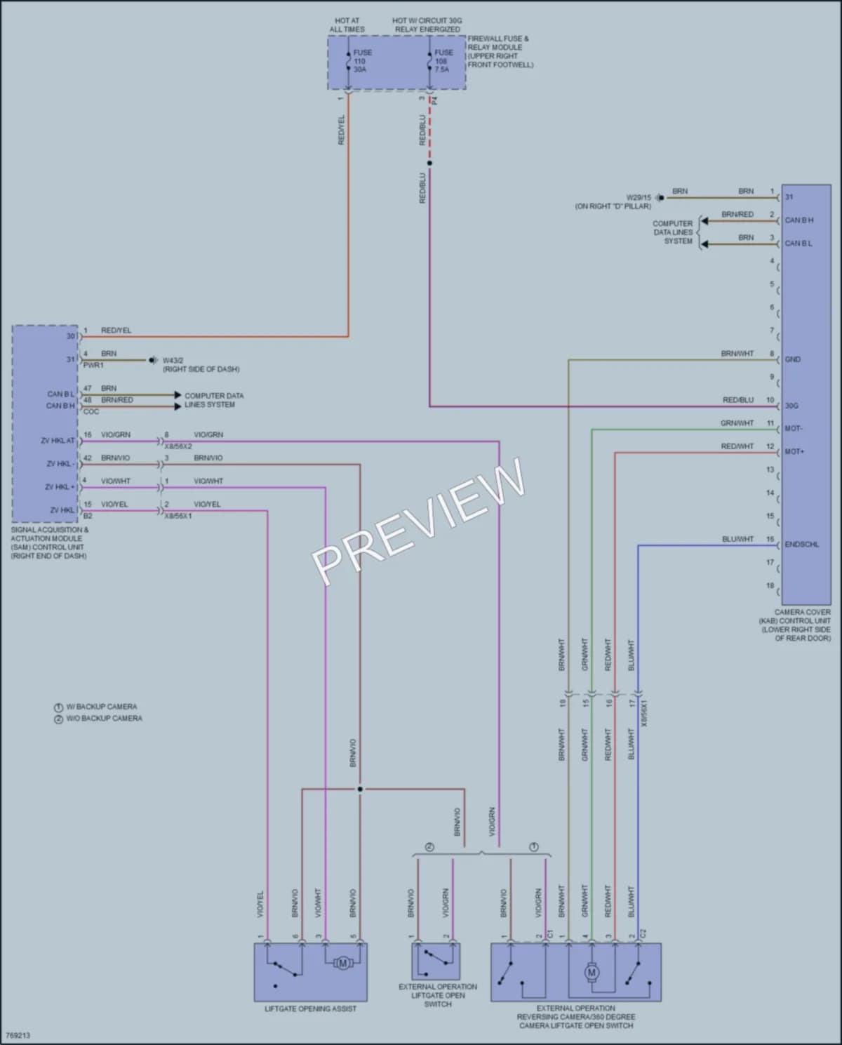 2021 MercedesBenz Metris Trunk Tailgate Fuel Door wiring diagram preview