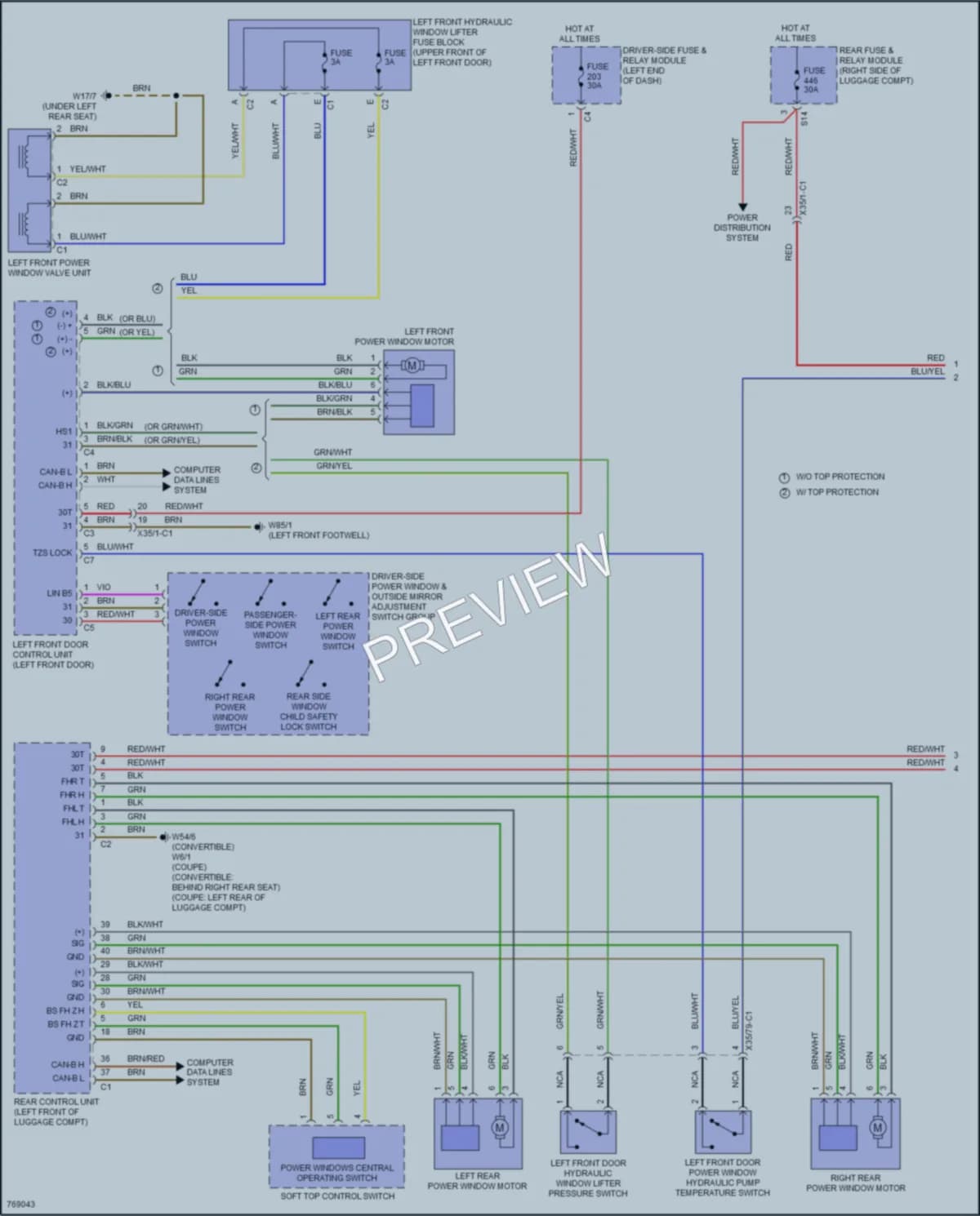 2021 MercedesBenz S560 Power Windows wiring diagram preview