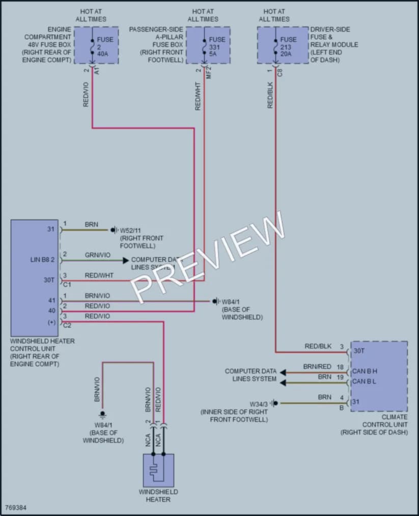 2021 MercedesBenz S580 Defoggers wiring diagram preview