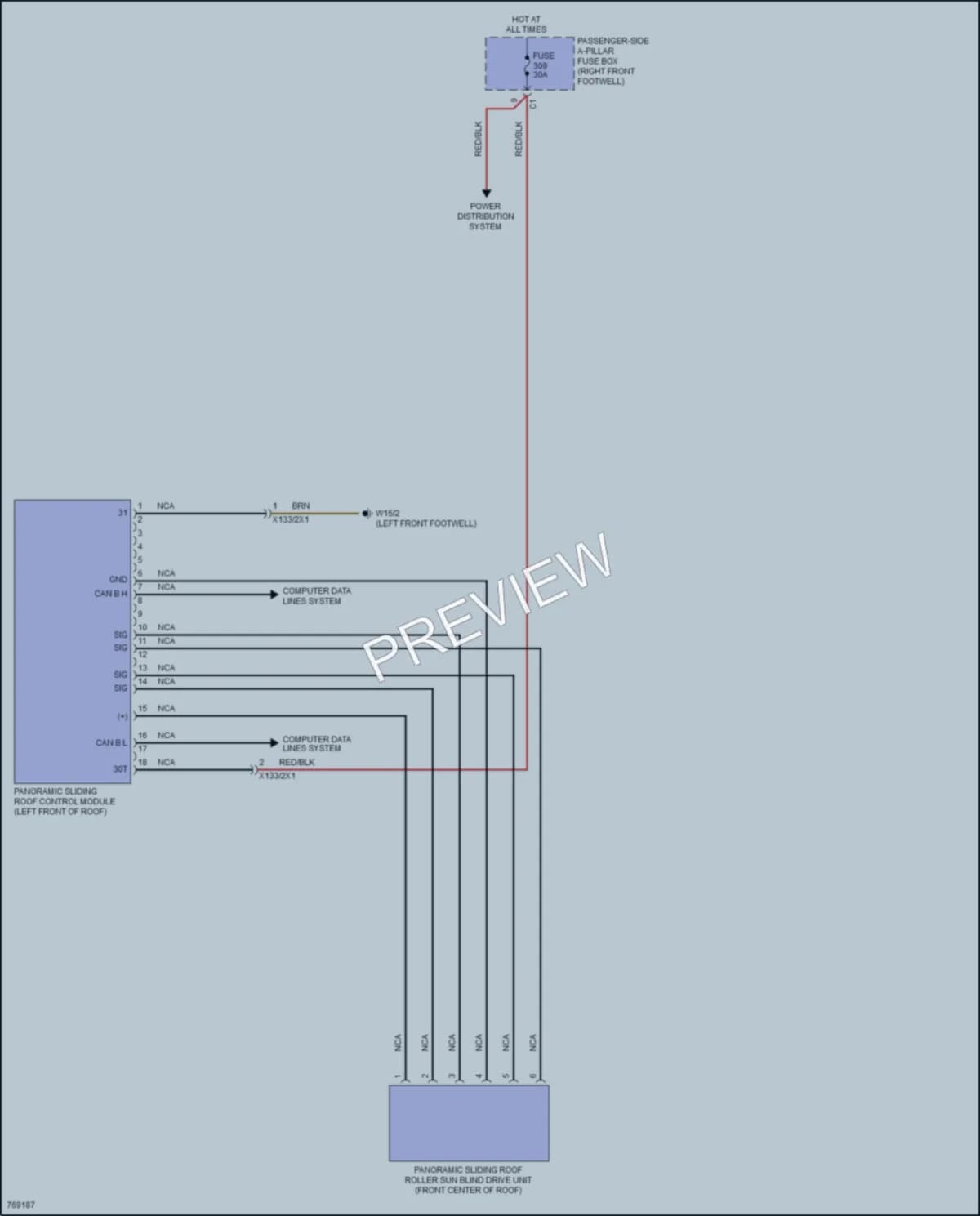 2021 MercedesBenz S580 Power Top Sunroof wiring diagram preview