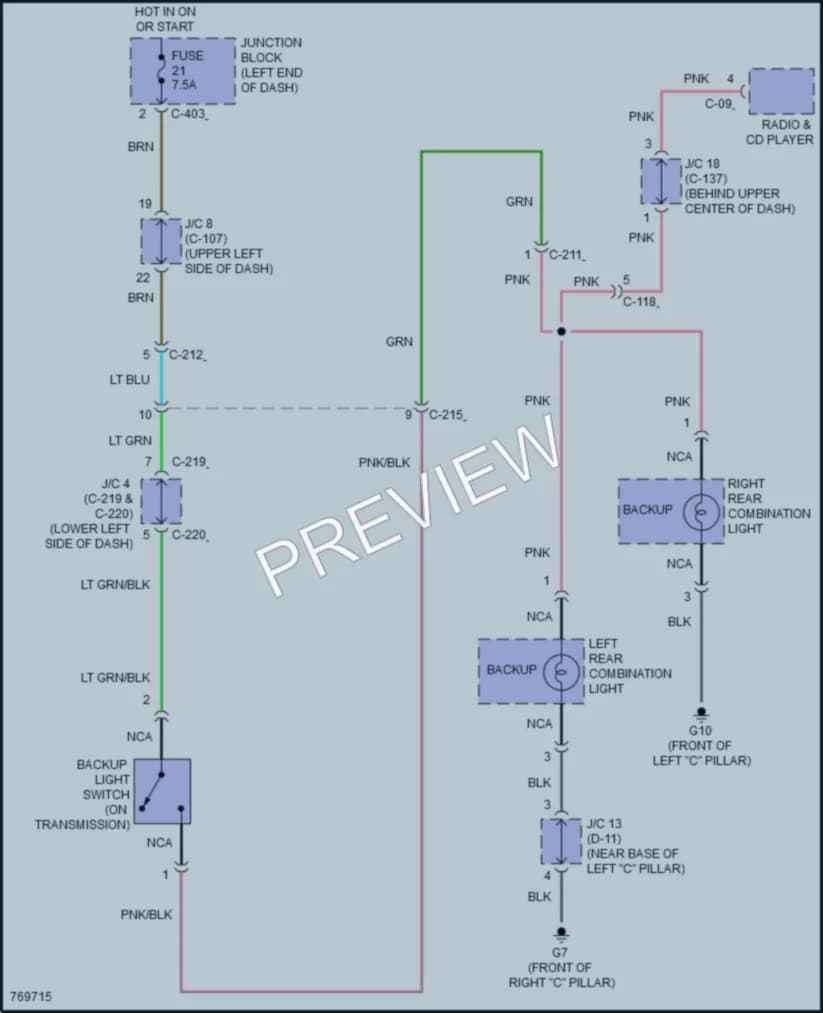 2021 Mitsubishi Mirage Exterior Lights wiring diagram preview