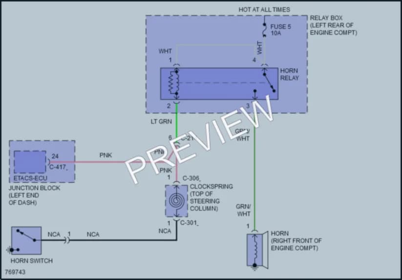 2021 Mitsubishi Mirage Horn wiring diagram preview