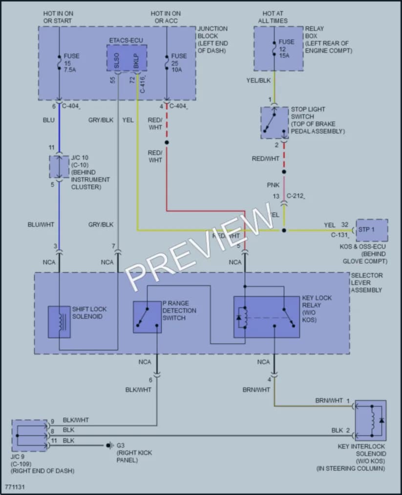 2021 Mitsubishi Mirage Shift Interlock wiring diagram preview