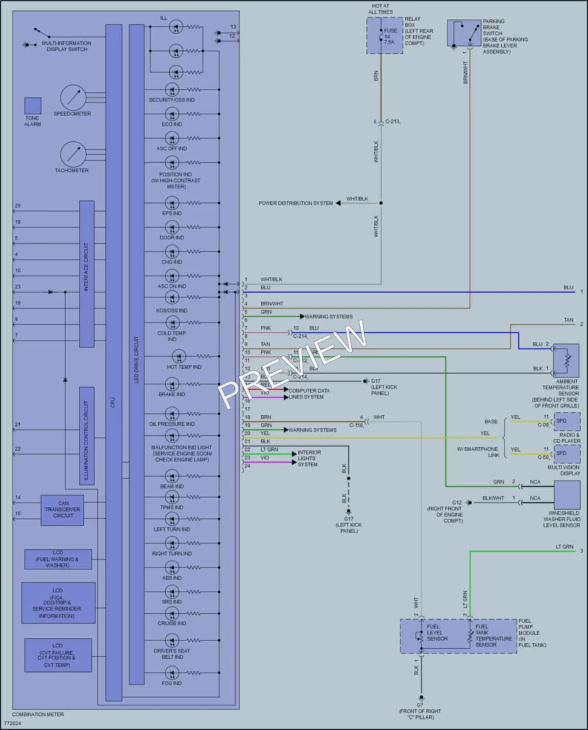 2021 Mitsubishi MirageG4 Instrument Cluster wiring diagram preview