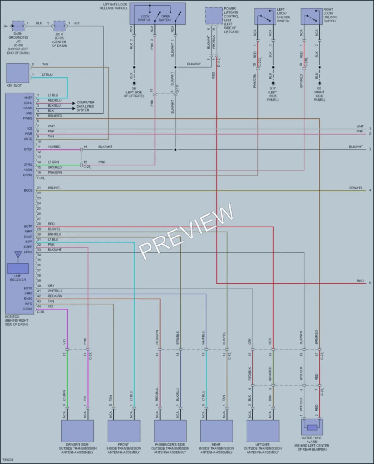 2021 Mitsubishi OutlanderPHEV Power Door Locks wiring diagram preview