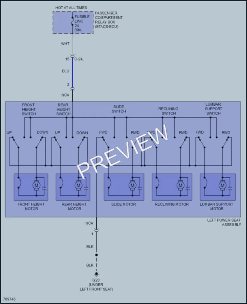 2021 Mitsubishi OutlanderPHEV Power Seats wiring diagram preview