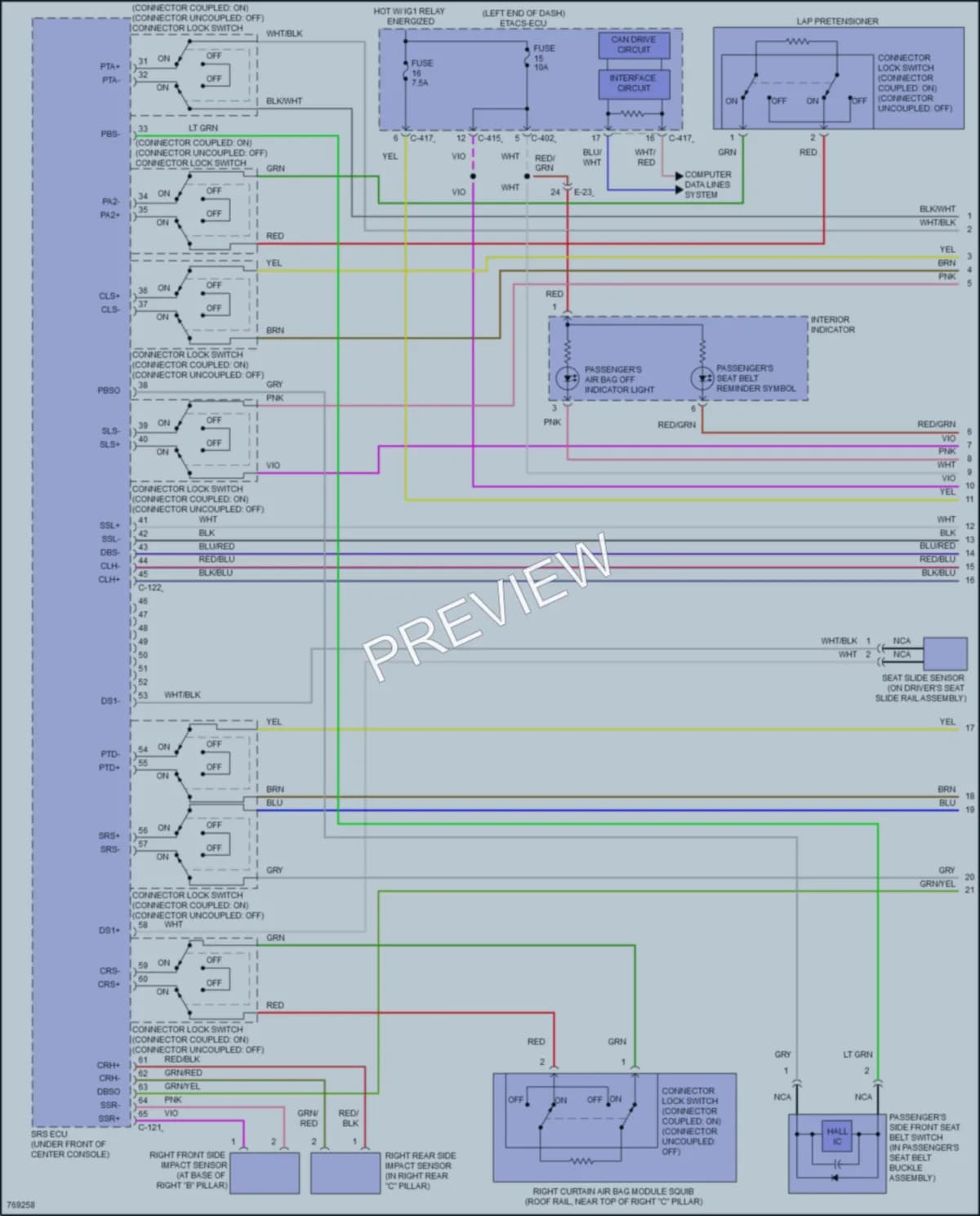 2021 Mitsubishi OutlanderPHEV Supplemental Restraints wiring diagram preview
