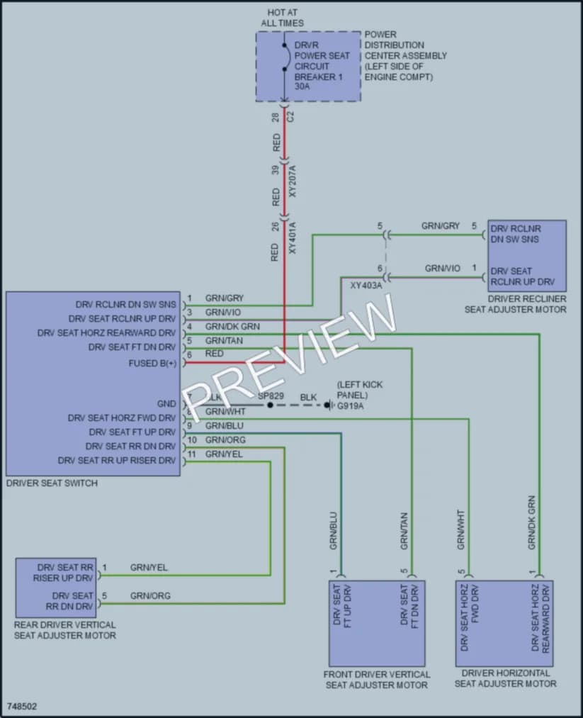 2021 Nissan Cherokee Power Seats wiring diagram preview