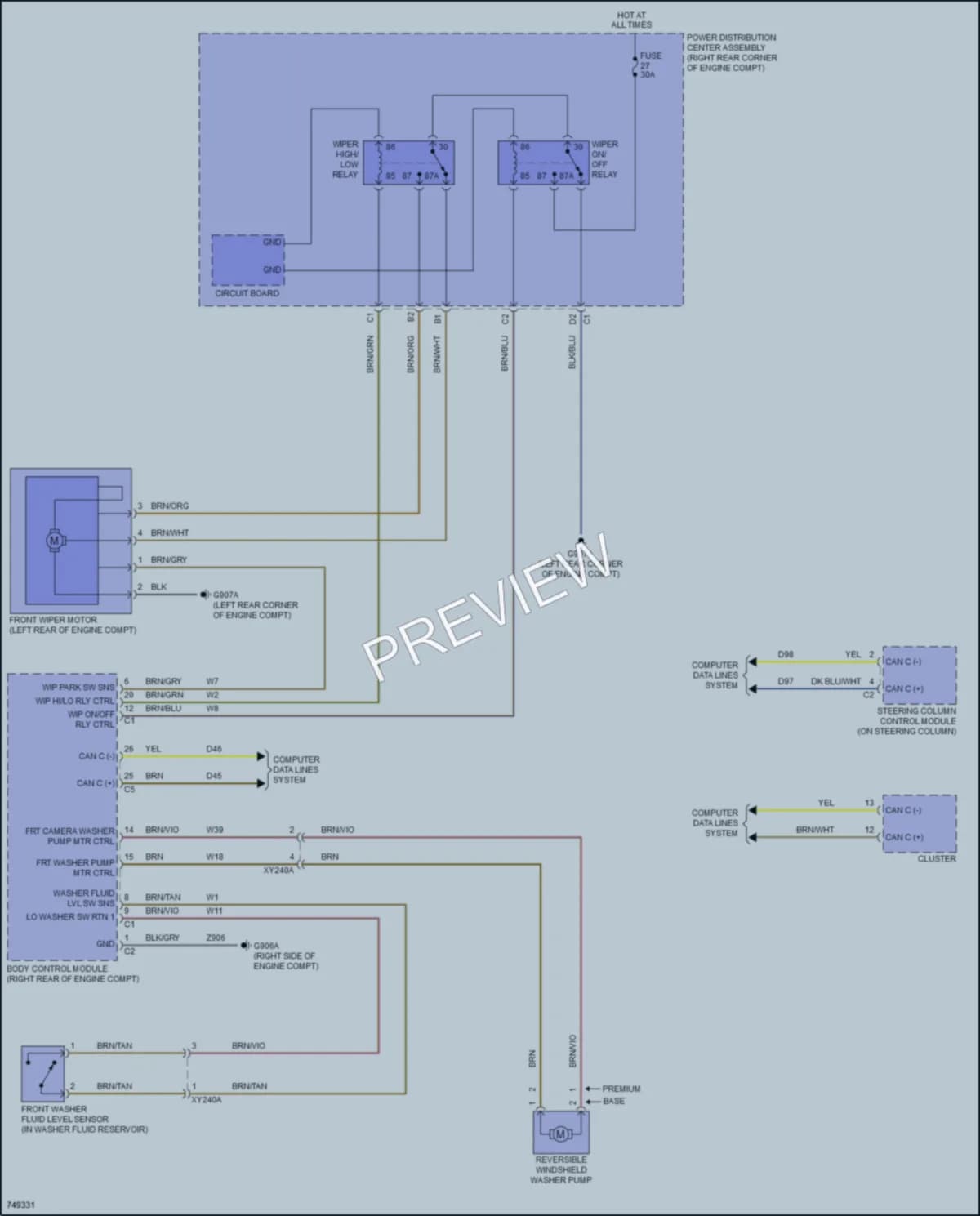 2021 Nissan Gladiator Wiper Washer wiring diagram preview