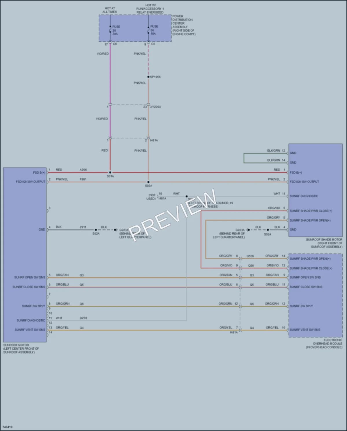 2021 Nissan GrandCherokee Power Top Sunroof wiring diagram preview