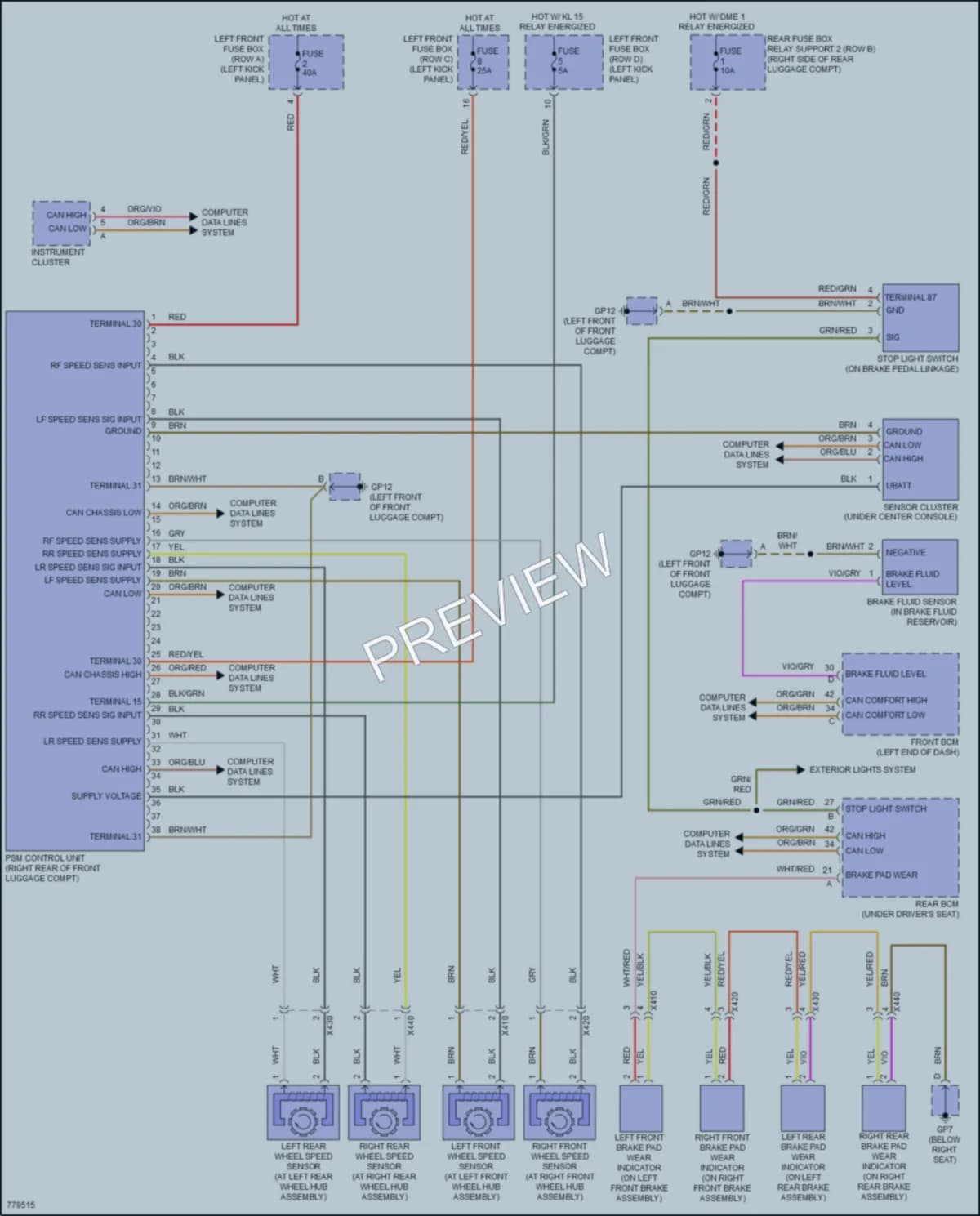 2021 Porsche 718Cayman Anti Lock Brakes wiring diagram preview