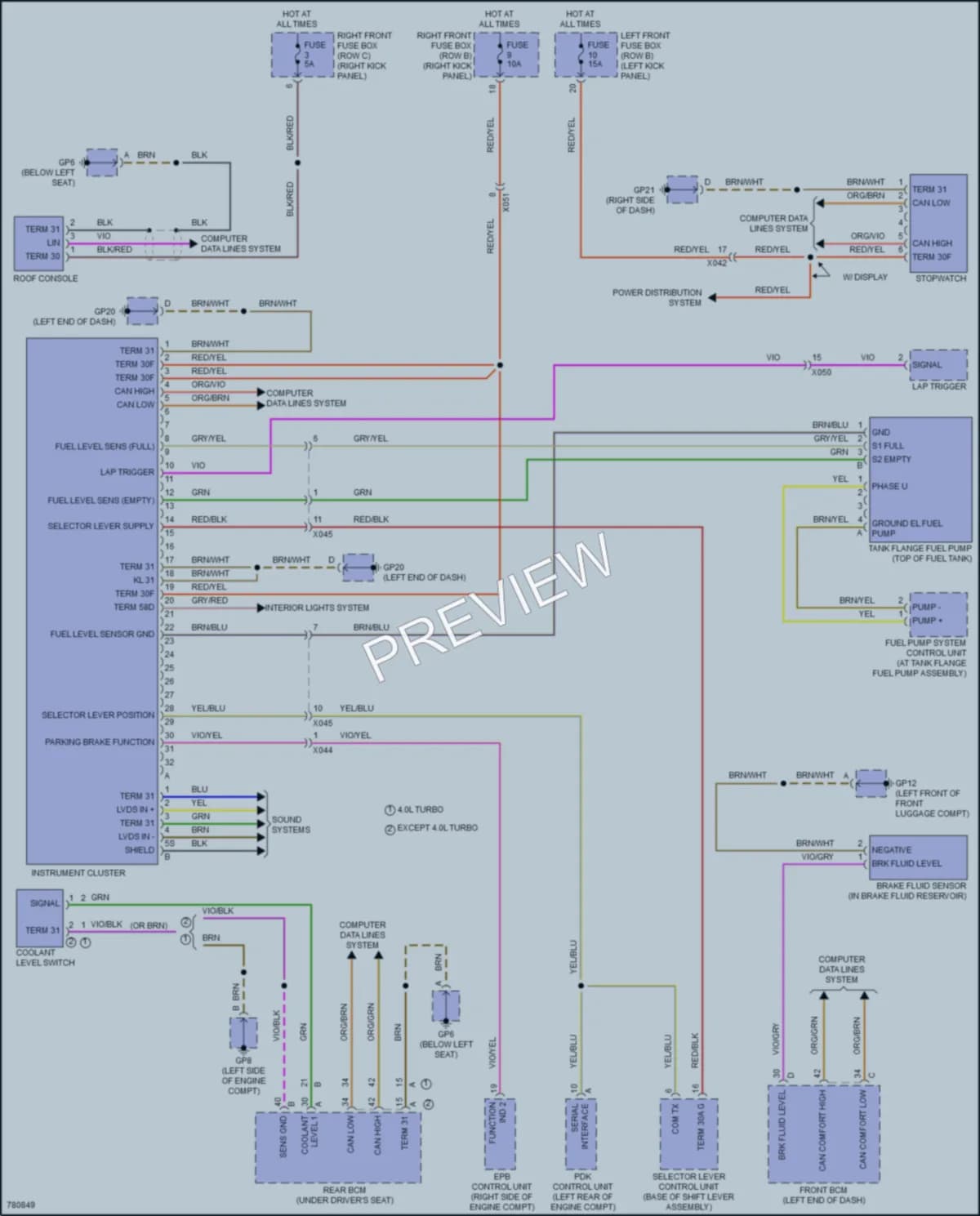 2021 Porsche 718Cayman Instrument Cluster wiring diagram preview