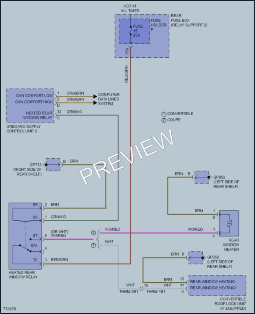 2021 Porsche 911 Defoggers wiring diagram preview