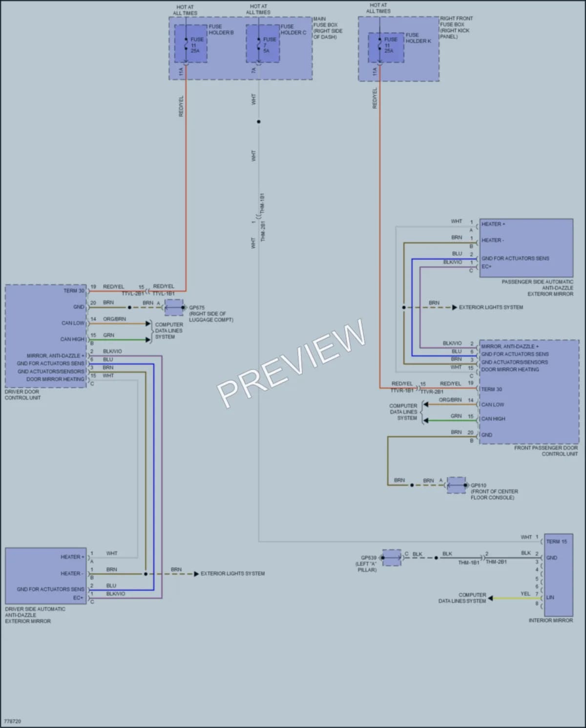 2021 Porsche 911 Power Mirrors wiring diagram preview