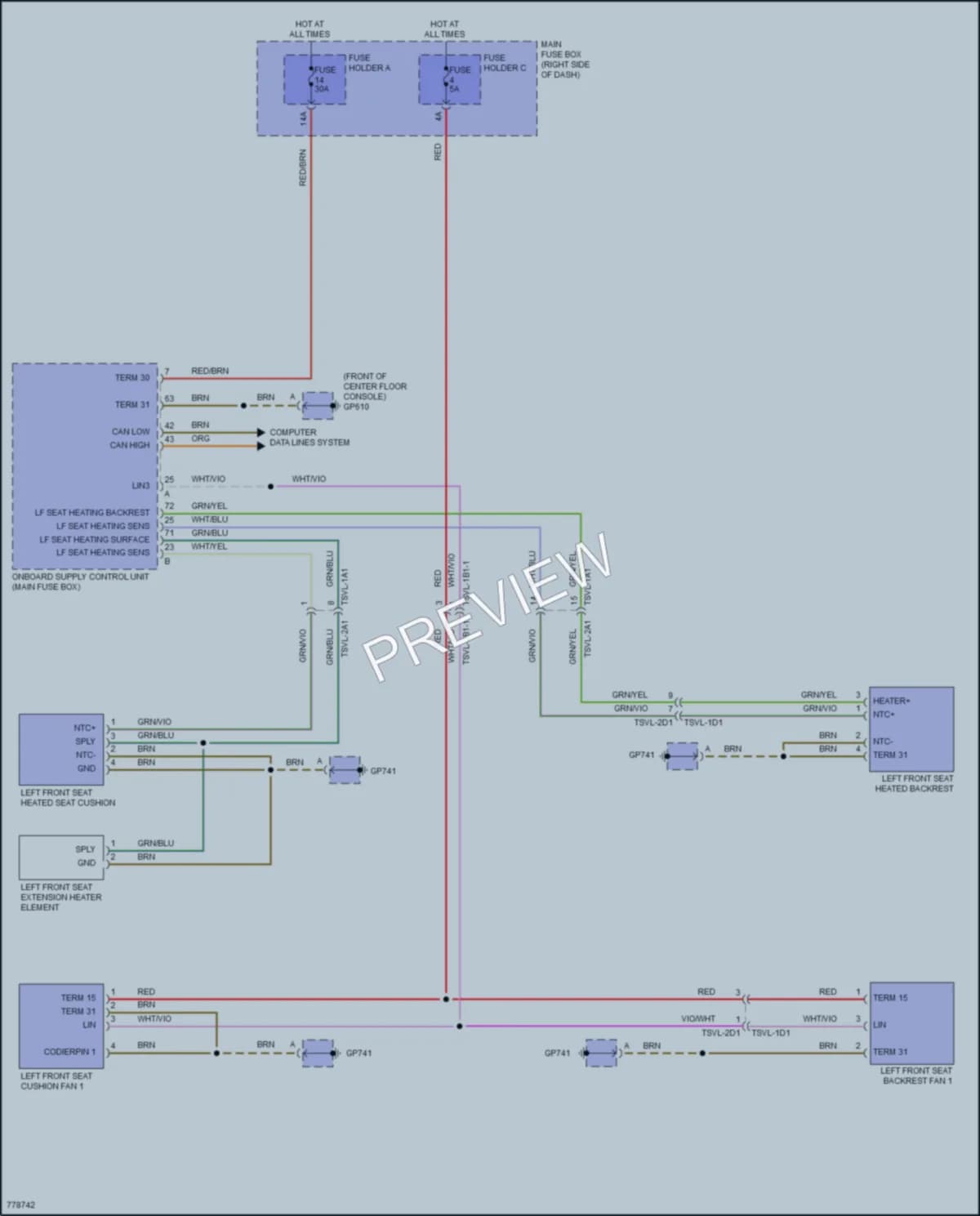 2021 Porsche 911 Power Seats wiring diagram preview