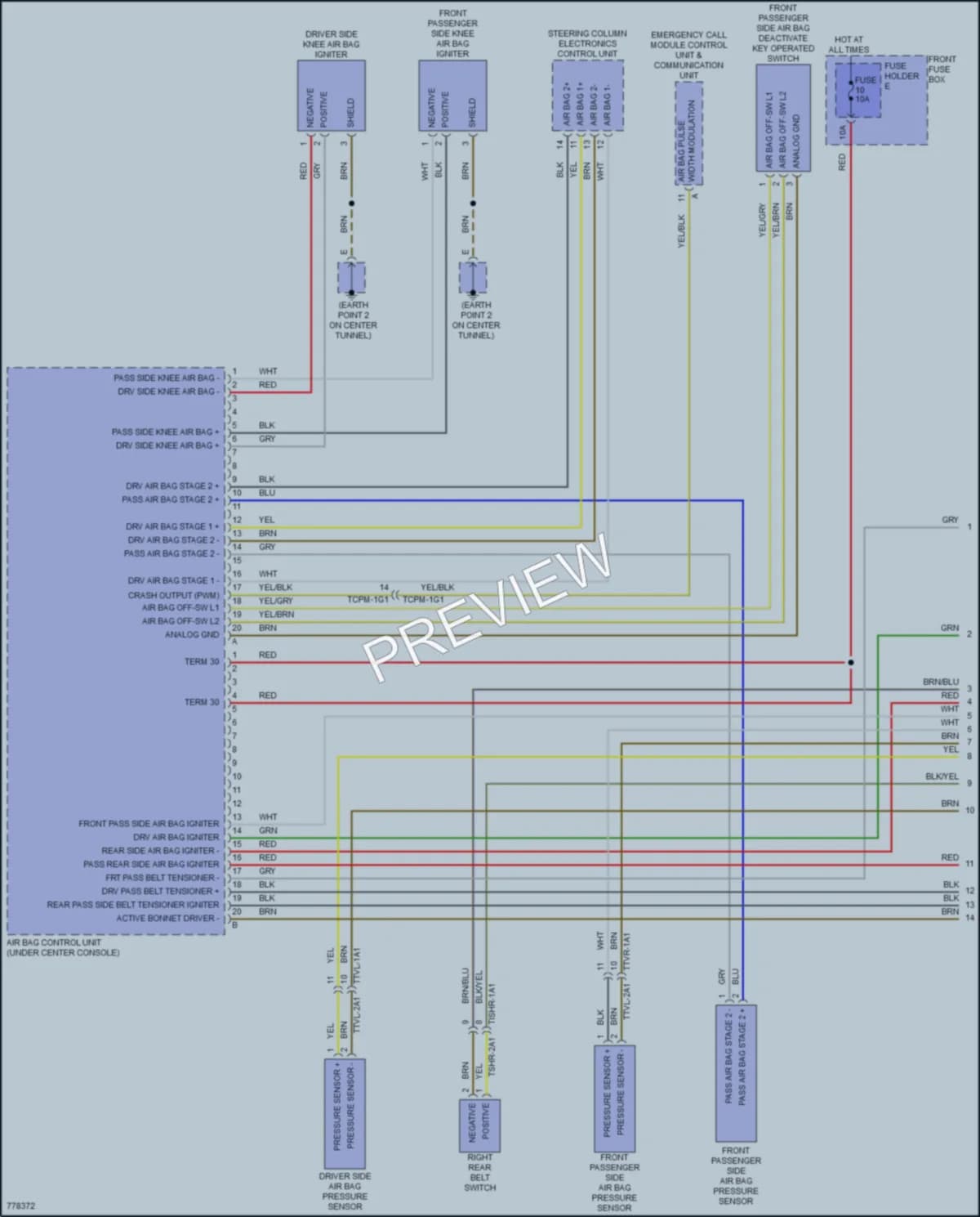 2021 Porsche CayenneHybrid Supplemental Restraints wiring diagram preview