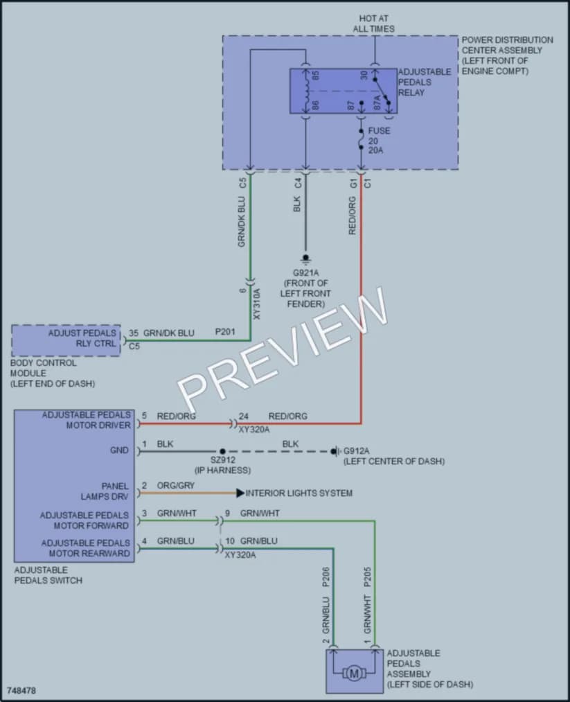 2021 Ram 1500 Power Seats wiring diagram preview