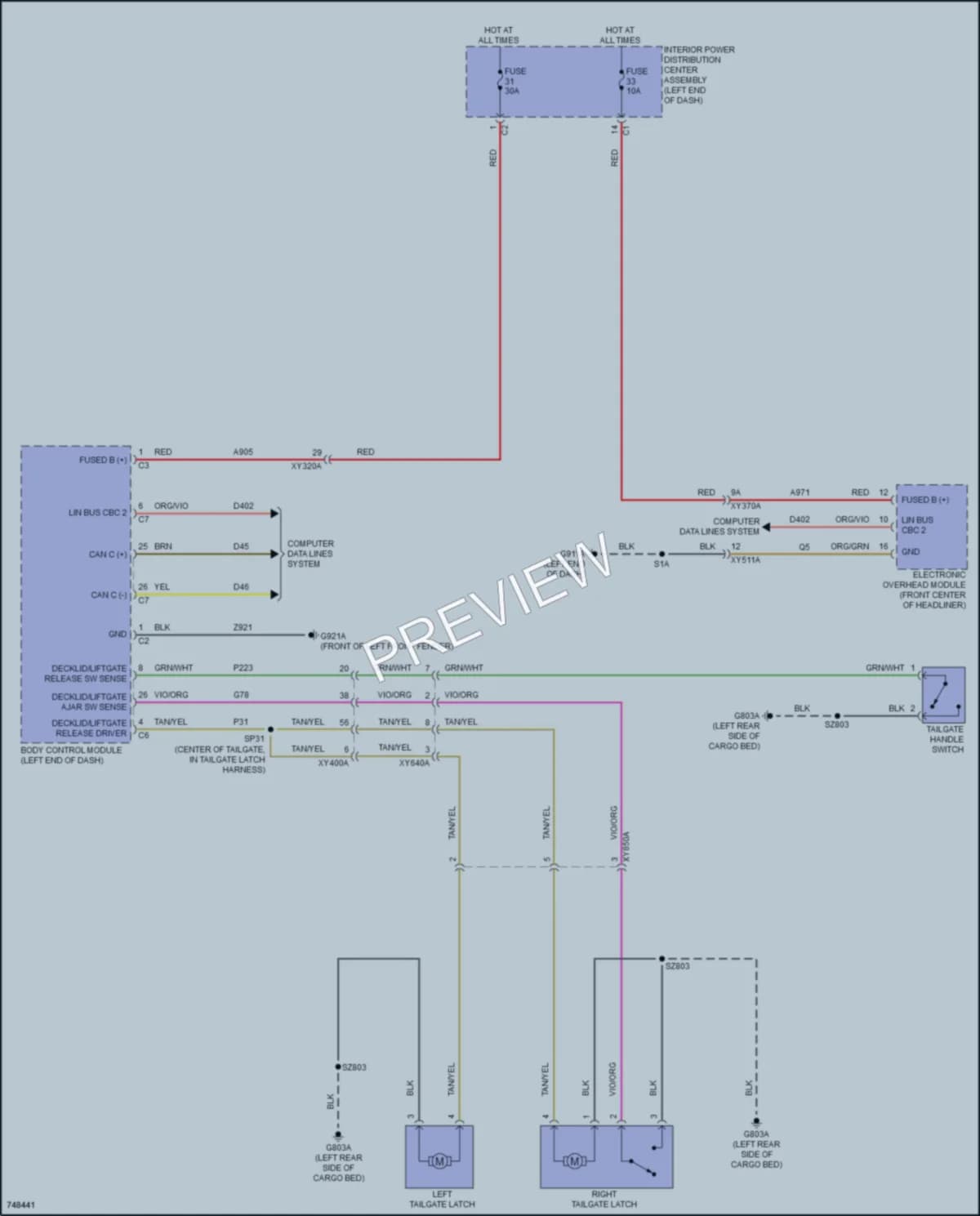 2021 Ram 1500 Trunk Tailgate Fuel Door wiring diagram preview