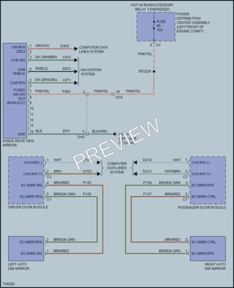 2021 Ram 1500Classic Power Mirrors wiring diagram preview