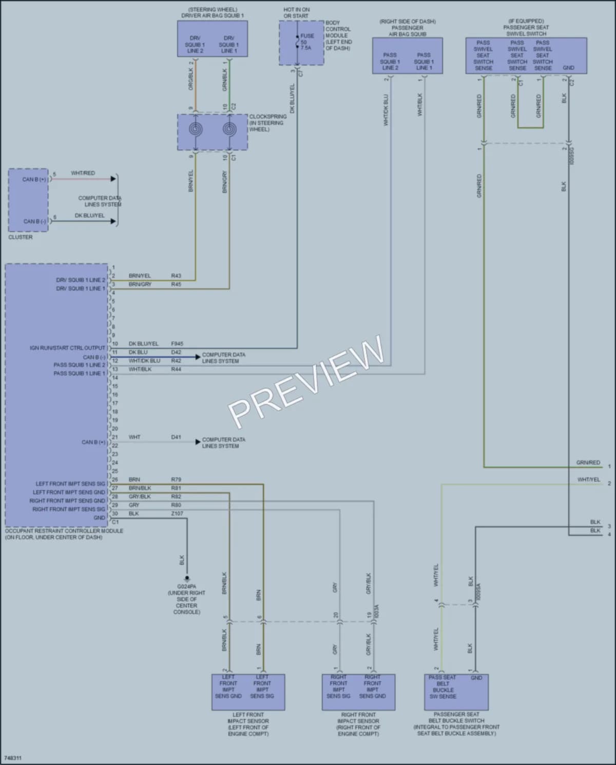 2021 Ram 1500ProMaster Supplemental Restraints wiring diagram preview