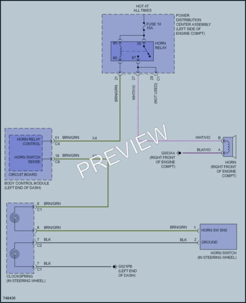 2021 Ram 2500ProMaster Horn wiring diagram preview