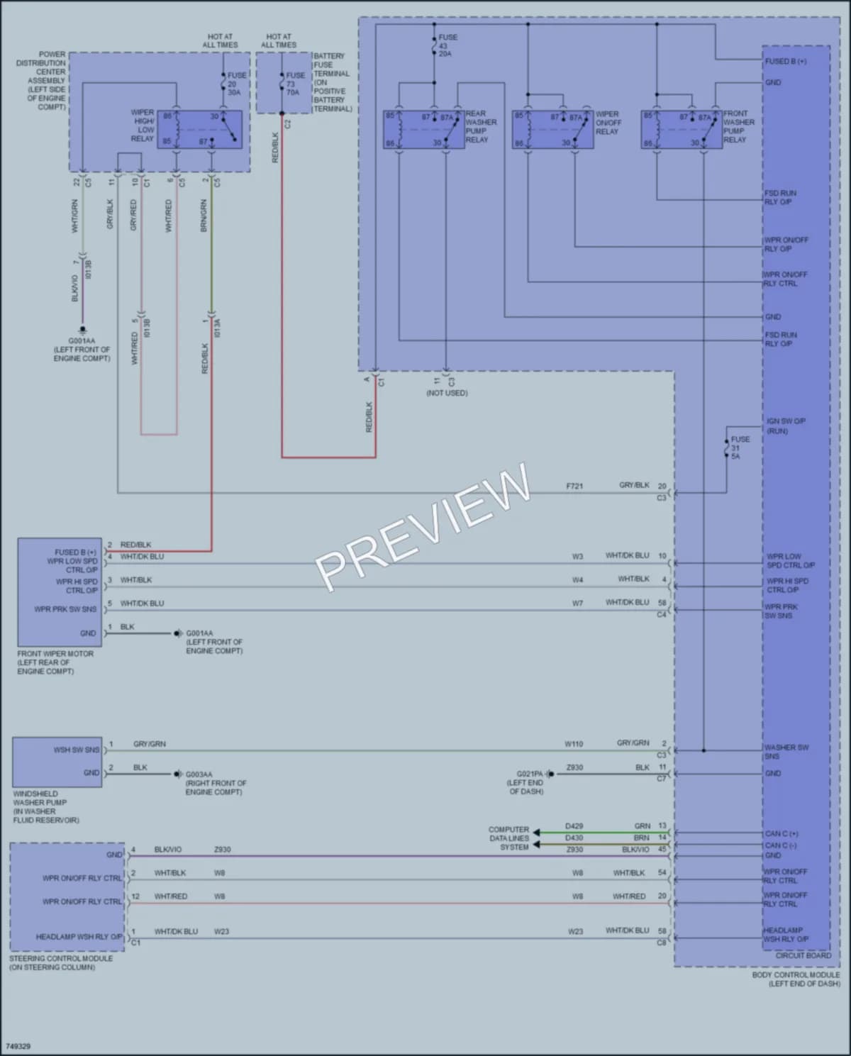 2021 Ram 2500ProMaster Wiper Washer wiring diagram preview