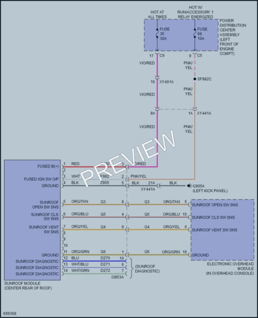 2021 Ram 3500 Power Top Sunroof wiring diagram preview