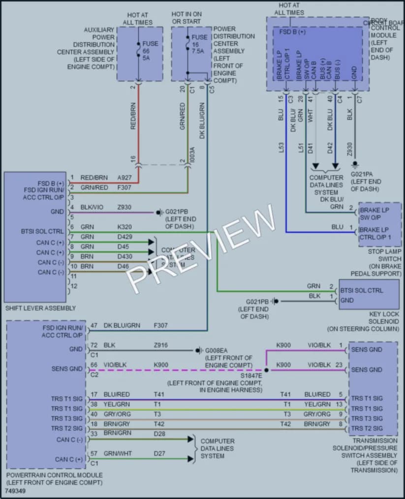 2021 Ram 3500ProMaster Shift Interlock wiring diagram preview