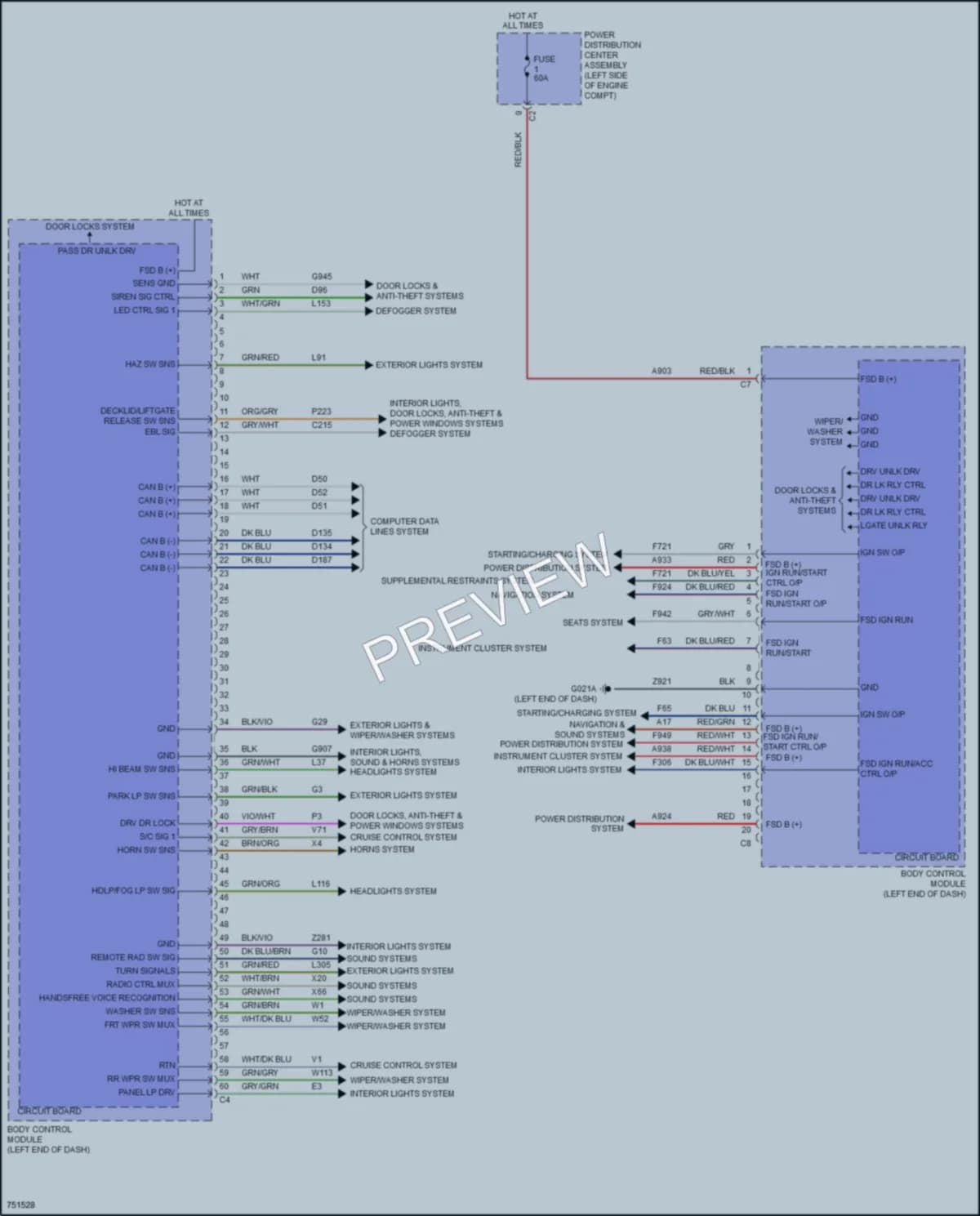 2021 Ram ProMasterCity Body Control Modules wiring diagram preview
