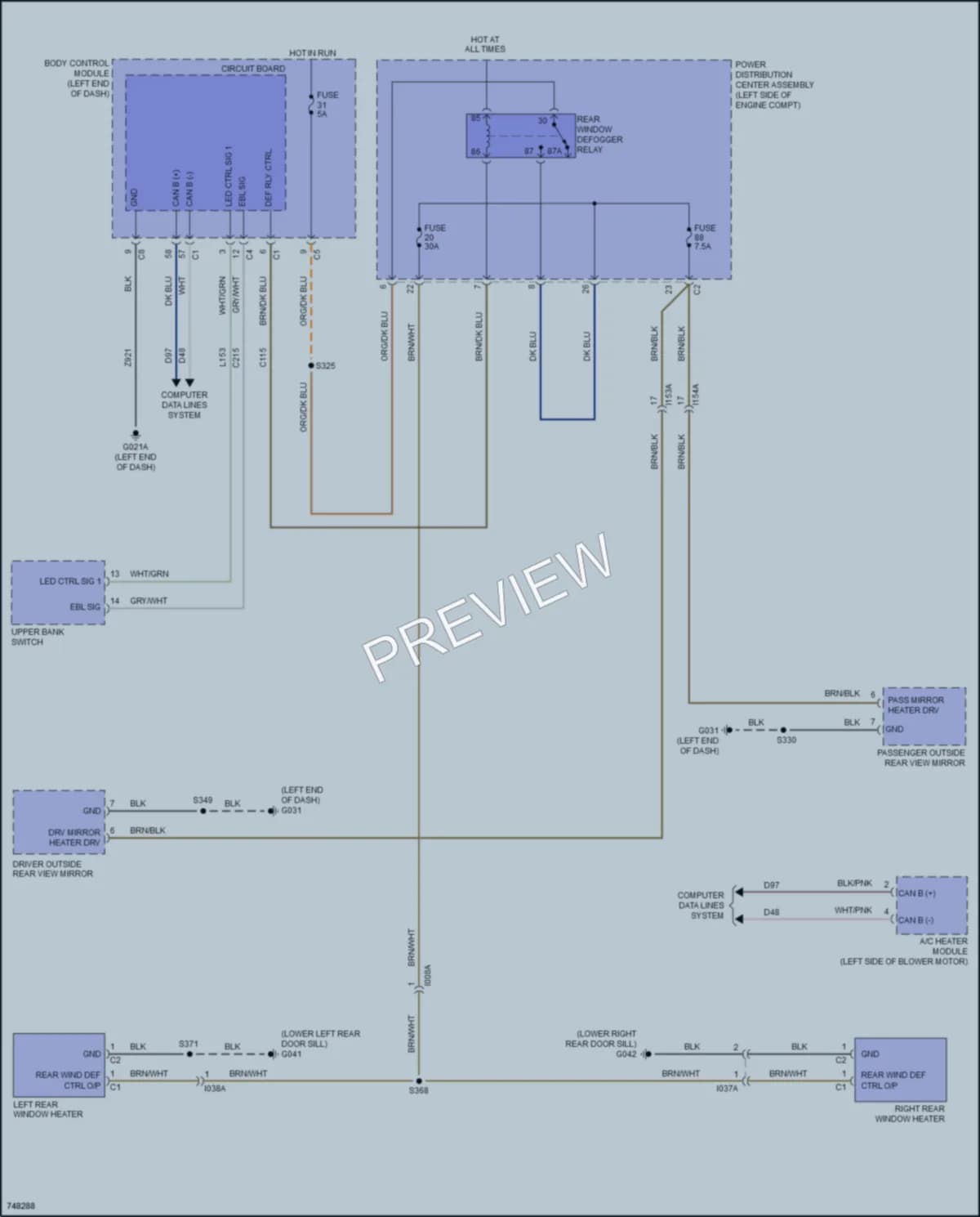 2021 Ram ProMasterCity Defoggers wiring diagram preview