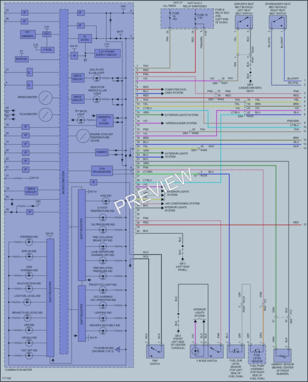 2021 Subaru Ascent Instrument Cluster wiring diagram preview