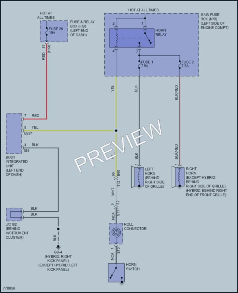 2021 Subaru Crosstrek Horn wiring diagram preview