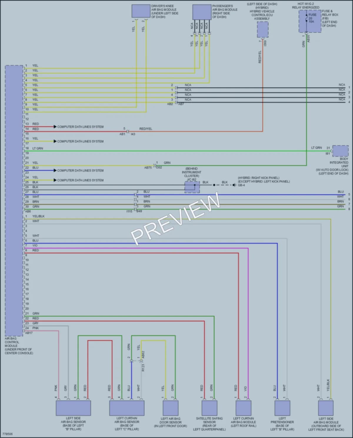 2021 Subaru CrosstrekHybrid Supplemental Restraints wiring diagram preview