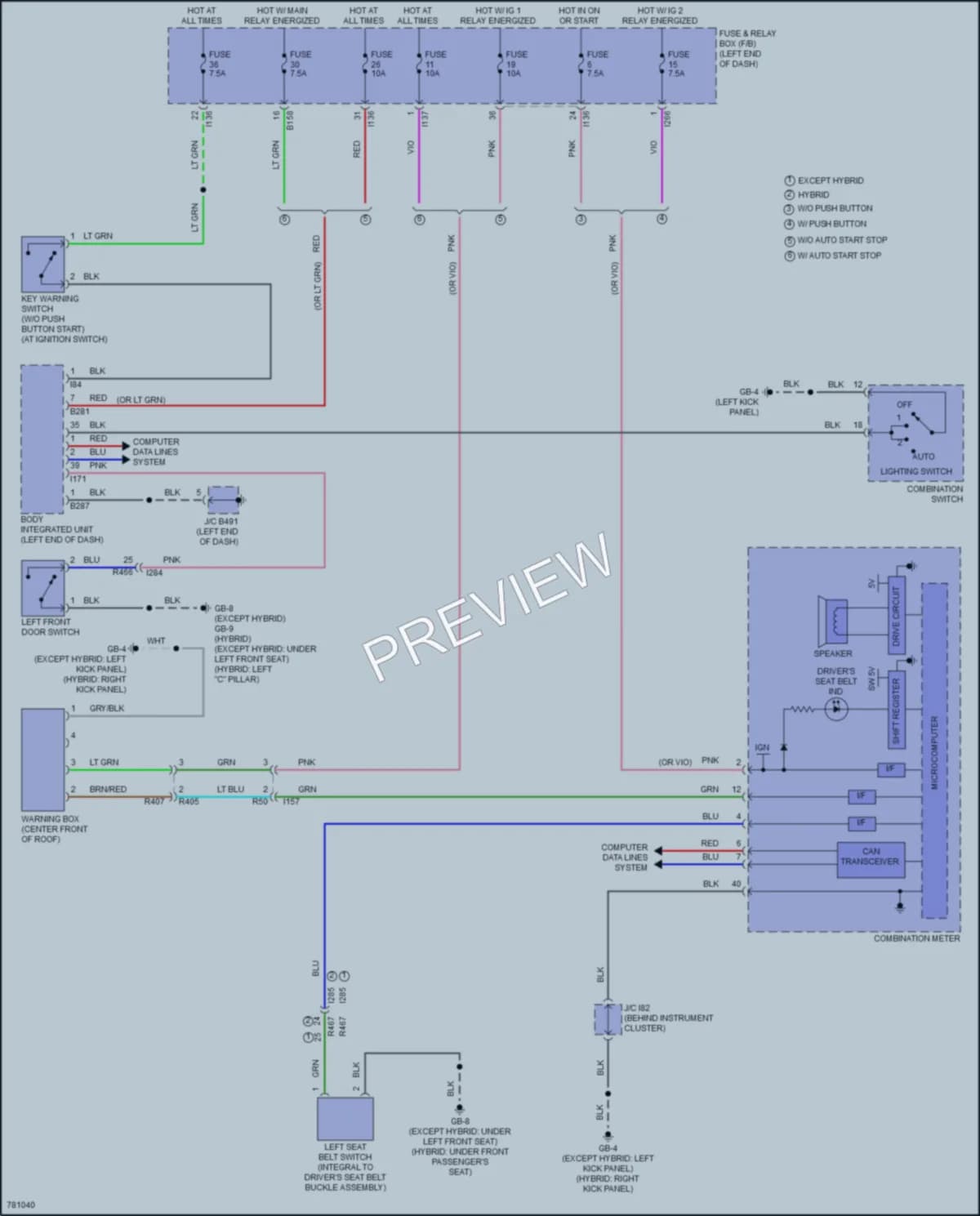 2021 Subaru CrosstrekHybrid Warning Systems wiring diagram preview