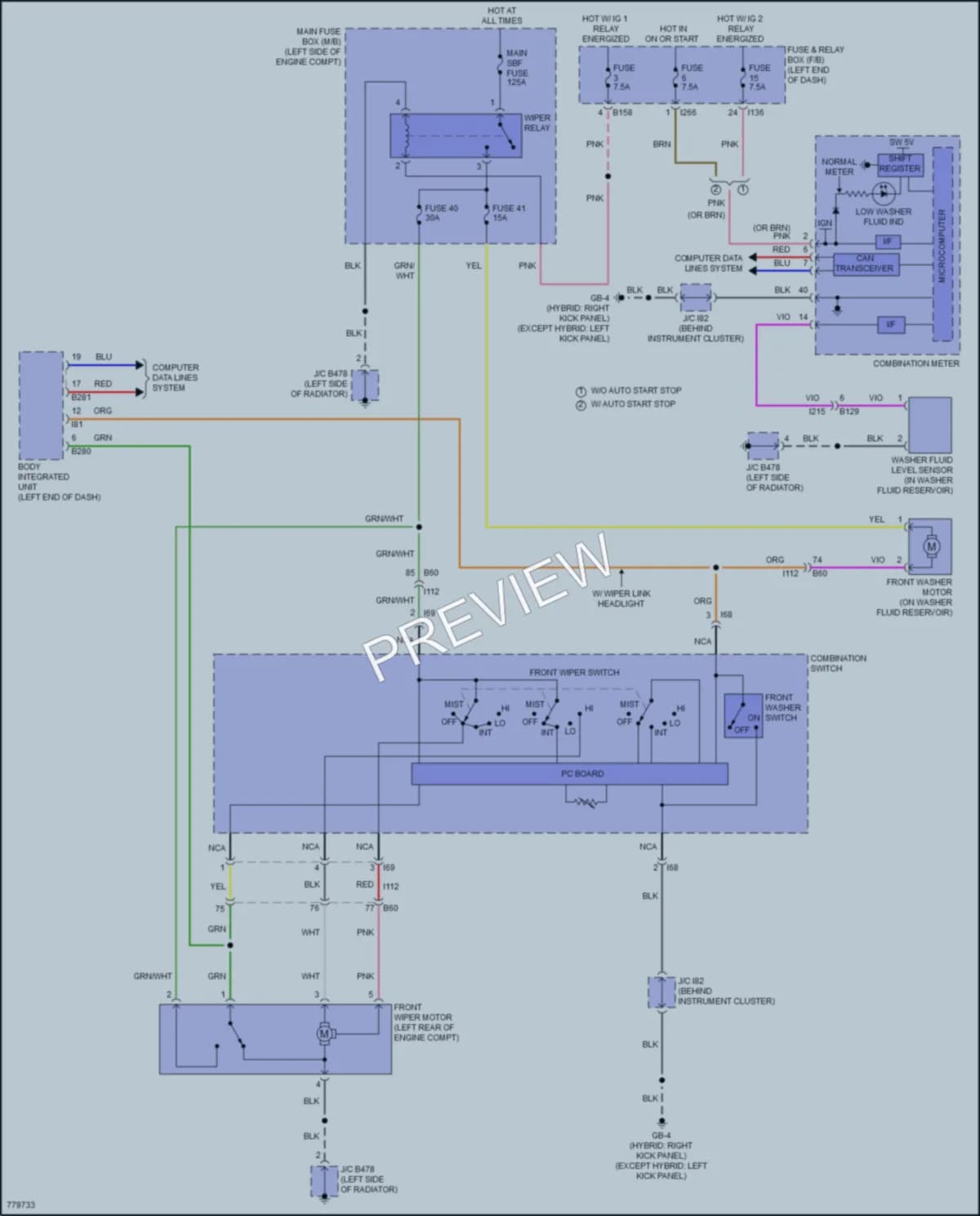 2021 Subaru CrosstrekHybrid Wiper Washer wiring diagram preview