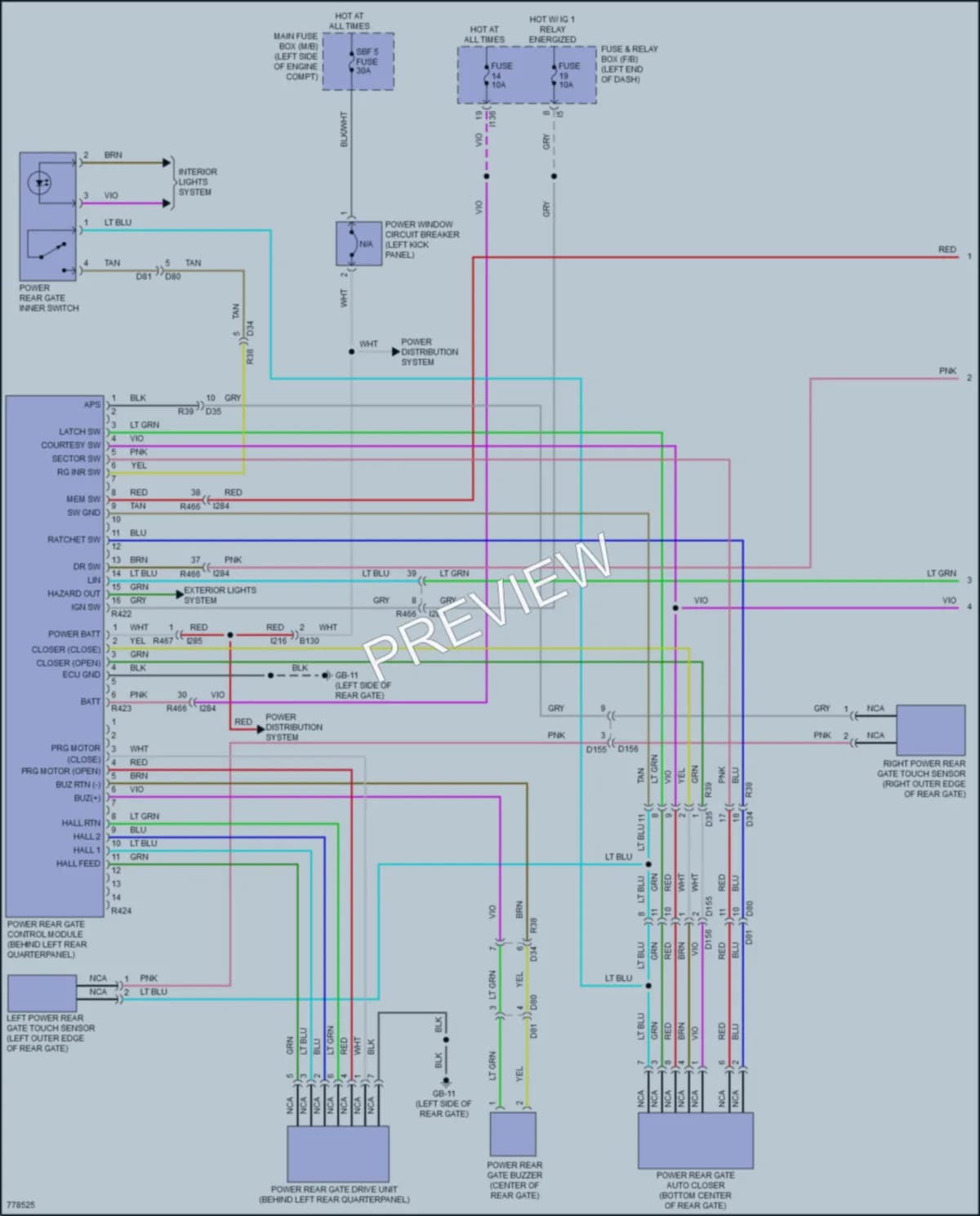 2021 Subaru Forester Trunk Tailgate Fuel Door wiring diagram preview