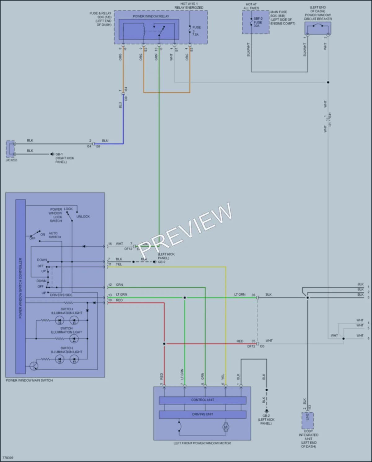 2021 Subaru Legacy Power Windows wiring diagram preview