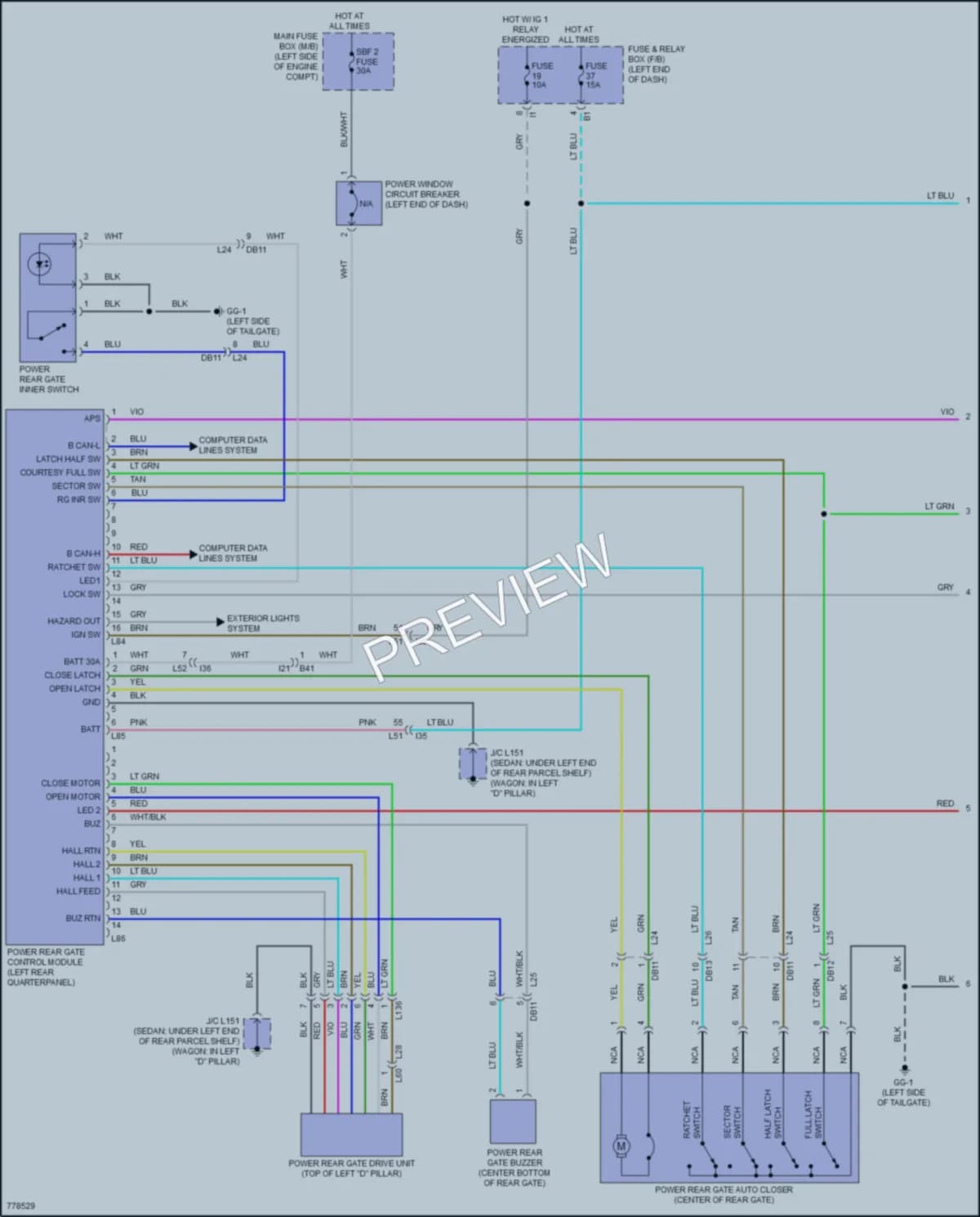 2021 Subaru Legacy Trunk Tailgate Fuel Door wiring diagram preview