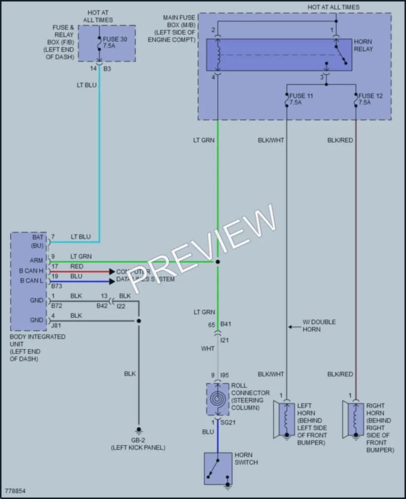 2021 Subaru Outback Horn wiring diagram preview