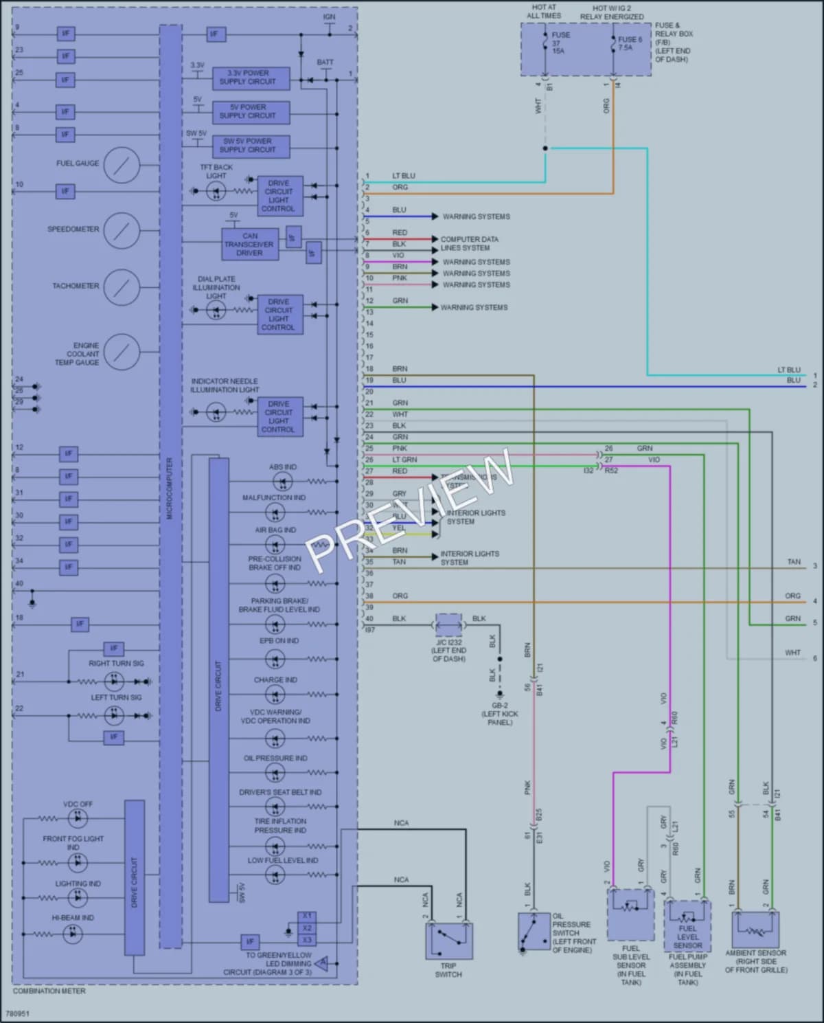 2021 Subaru Outback Instrument Cluster wiring diagram preview